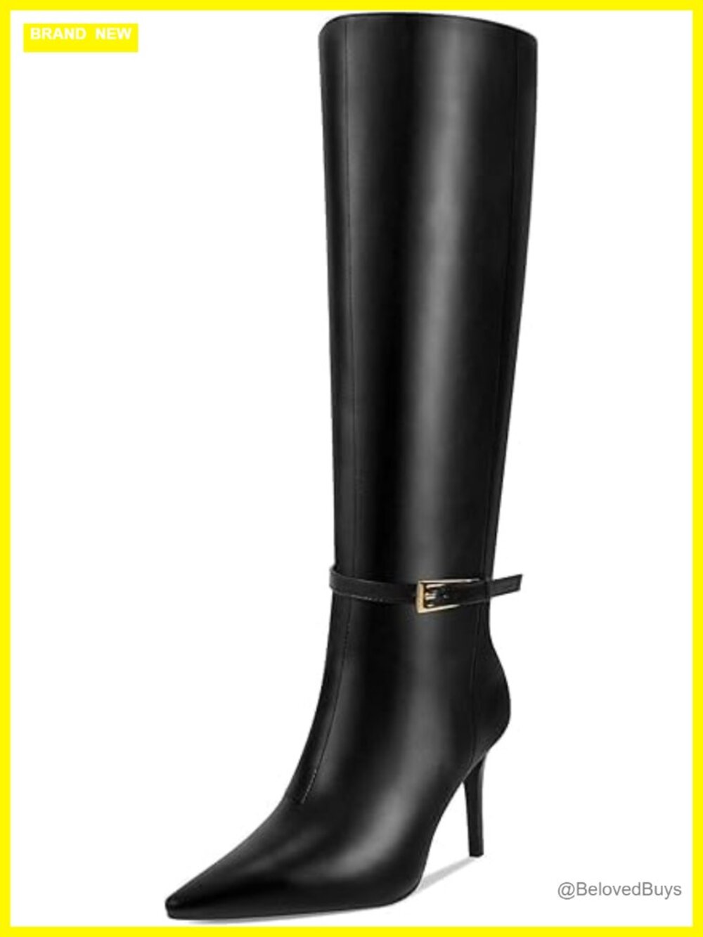 Women's Pointed Toe High Heel Knee High Boots - Faux Leather Tall Dress Boots